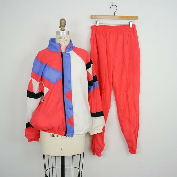 Vintage Pants - Vintage 80s/90s Nylon Track Suit Colorblock